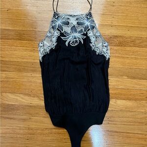 Free People Floral Embroidered Body Suit